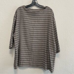 BRYN WALKER S Tunic Top Oversized Dolman Sleeve Slouchy Black Striped